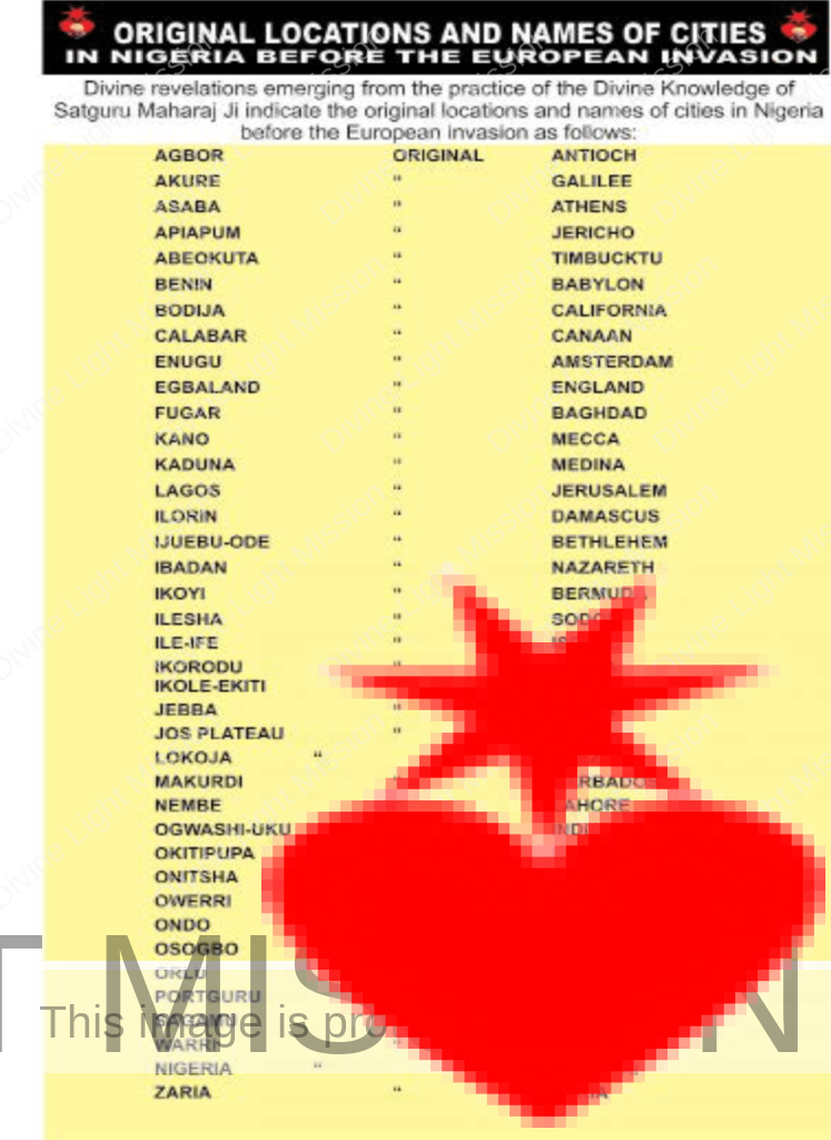ORIGINAL LOCATIONS AND NAMES OF CITIES IN NIGERIA BEFORE THE EUROPEAN INVASION