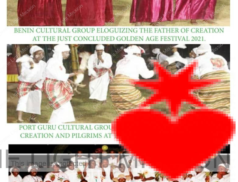 BENIN CULTURAL GROUP ELOGUIZING THE FATHER OF CREATION AT THE JUST CONCLUDED GOLDEN AGE FESTIVAL 2021.