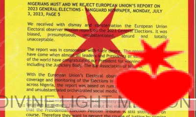 NIGERIANS MUST AND WE REJECT EUROPEAN UNIONS REPORT ON 2023 GENERAL ELECTIONS VANGUARD NEWPAPER MONDAY JULY 3 2023 PAGE 5